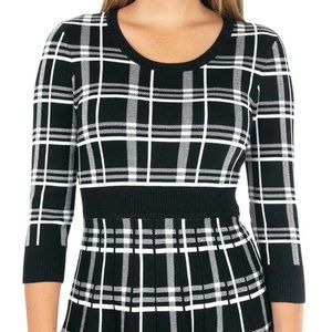 NWT! Nina Leonard Plaid Scoop Neck Jacquard Plaid Dress Large 12-14 L